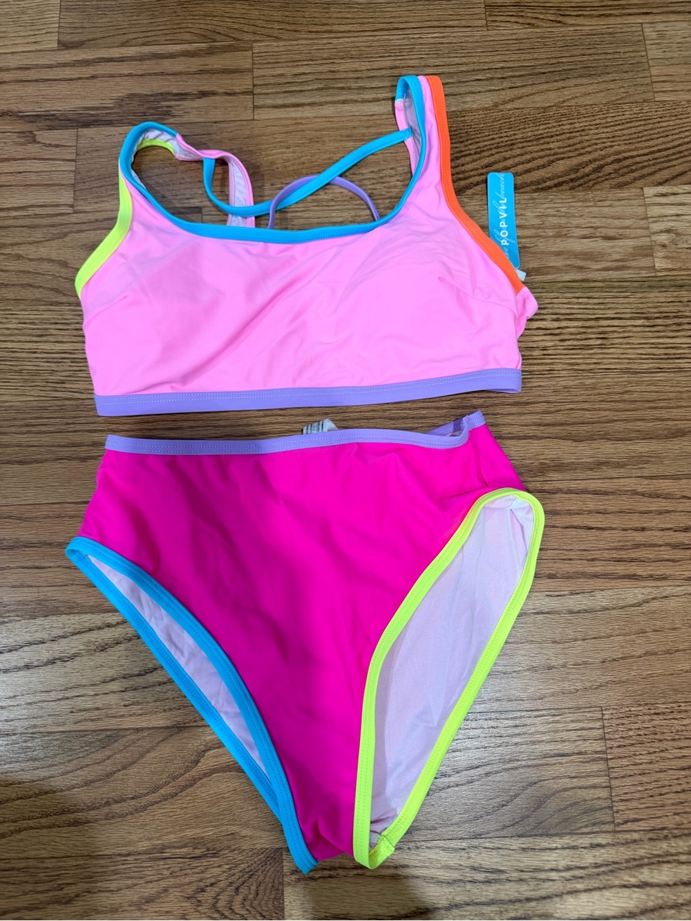 Popvil Colorblocked Bikini Set with Neon Trim